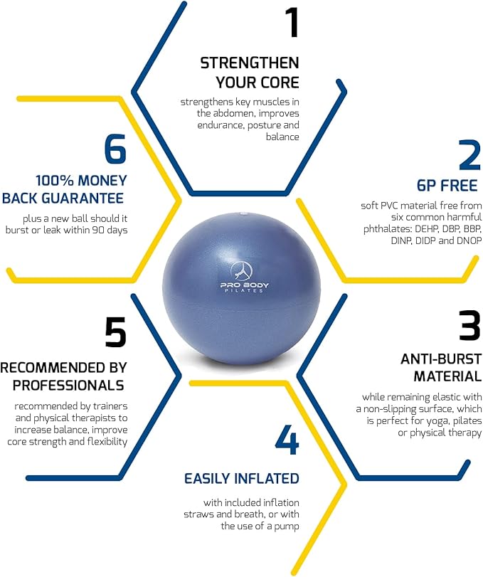 ProBody Pilates Ball 9 Inch - Small Exercise Ball for Stability, Barre, Core, Ab Workouts, Yoga, & Physical Therapy-StrideForce Fitness