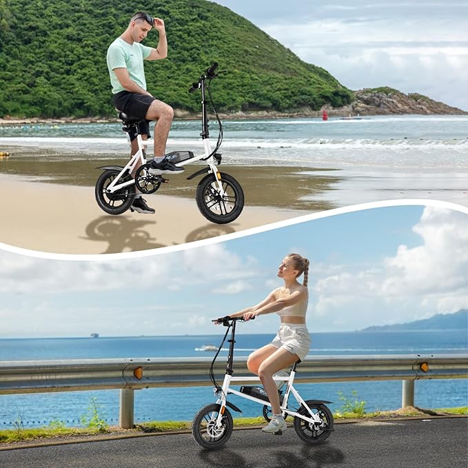 Winado Electric Bike for Adults, 14" Folding Electric Bicycle 450W Motor with Dual Disc Brakes, Max Range 25Miles(Pedal-Assist) & Speed 15.5MPH, Foldable Commuter City Ebike for Adults/Teens-StrideForce Fitness