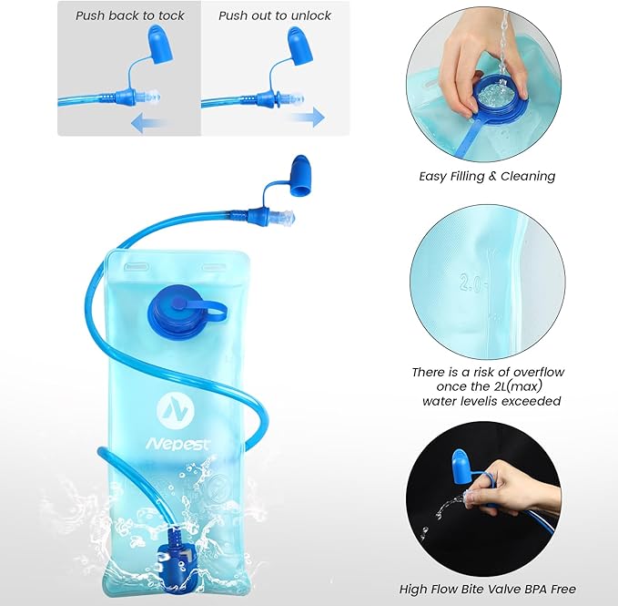 Nepest Hydration Pack Backpack for Women & Men, Lightweight Water Backpack with 2L Water Bladder for Hiking Cycling Running Biking-StrideForce Fitness