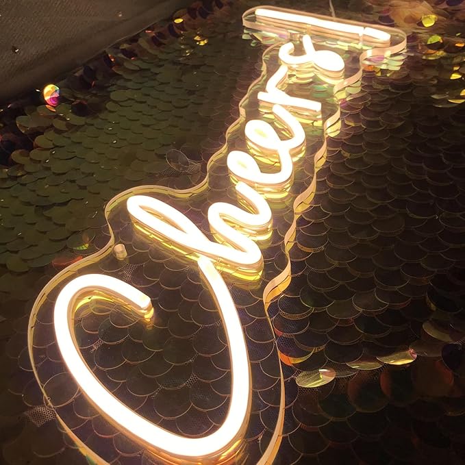 Cheers Neon Sign for Wall Decor LED Neon Cheers Light Sign USB Powered Wall Neon Light up Sign for Party Wall Décor Party Light Home Room Christmas Club Bistro Decor 5v (Warm White)-StrideForce Fitness