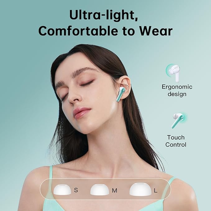 Wireless Earbuds, Bluetooth Ear Buds Headphones, 60H Long Playtime, Stereo Deep Bass, LED Power Display, IPX7 Sport Waterproof, Lightweight in-Ear Earphones with Mic for iPhone Android PC TV Computer-StrideForce Fitness