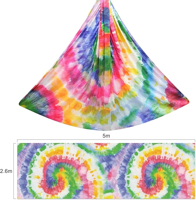 F.Life Aerial Yoga Hammock kit- Yoga Swing Multicolor 5 yards-Flying Yoga Include Daisy Chain,Carabiner and Pose Guide-StrideForce Fitness