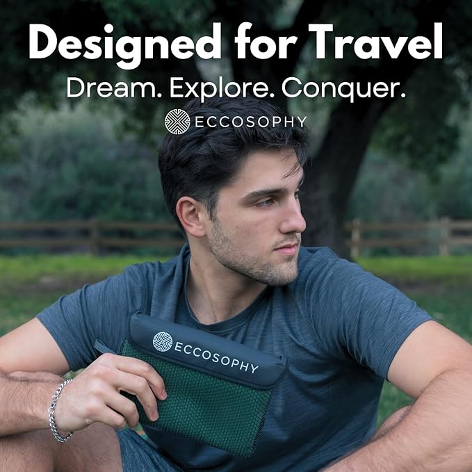 ECCOSOPHY Microfiber Beach Towel – Quick Dry Gym Towel, Highly Absorbent with Ribbed Texture, Lightweight – Ideal for Travel, Pool, Yoga, Fitness & Outdoor Adventures – 71x35 Fern-StrideForce Fitness