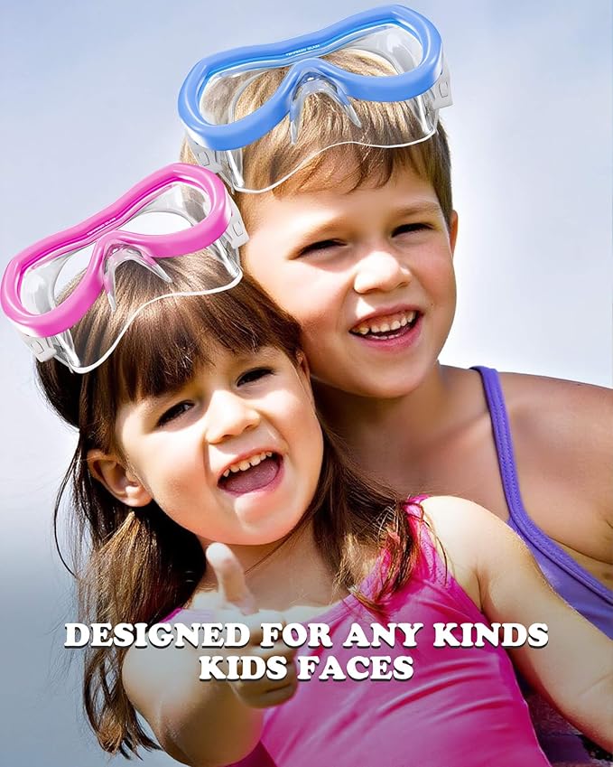 Aegend Kids Swim Mask Goggles, Tempered Glass 180° HD Wide View with Nose Cover-StrideForce Fitness