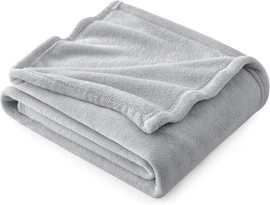 Bedsure Fleece Throw Blanket - Light Grey Lightweight Blankets for Sofa, Couch, Bed, Camping, Travel - Super Soft Cozy Microfiber Throws, 50x60 inches-StrideForce Fitness