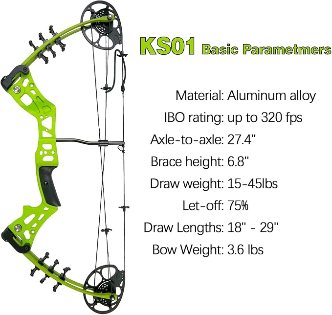 Youth Compound Bow Set 15-45 Lbs for Teens and Beginner, Package with Archery Hunting Equipment, Max Speed 260fps, Adjustable, Right Hand-StrideForce Fitness
