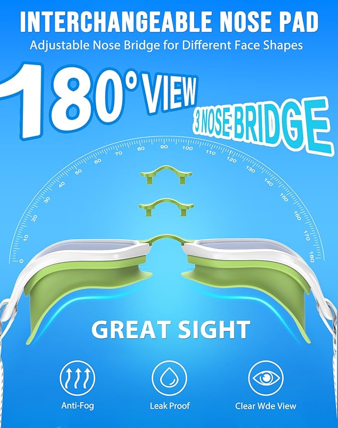 Swim Goggles, Unisex Adult Swimming Goggles Anti Fog Anti UV No Leakage Wide View for Men Women Youth-StrideForce Fitness