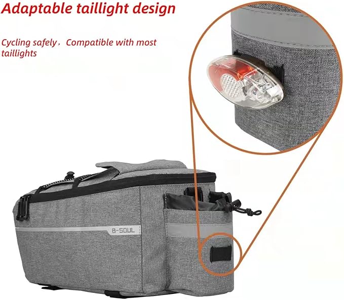 ZTZ Bike Rack Bag, Bicycle Rear Rack Storage Luggage, 8L Insulated Trunk Bag, Waterproof with Reflective Stripes (Black)-StrideForce Fitness