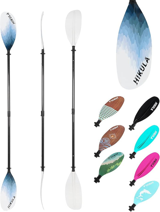 Adjustable Kayak Paddle with Carbon Shaft and PP Blade Available in 220-230/220-240/230-250cm Floating Lightweight Kayak Oars with Original Pattern-StrideForce Fitness