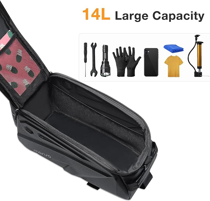 MOSISO Bike Rack Bag, Waterproof Bike Rear Rack Handbag Bicycle Trunk Bag, 14L EVA Mountain Bicycle Rear Seat Storage Saddle Pouch Cycling Luggage Pouch with Shoulder Strap, Red-StrideForce Fitness