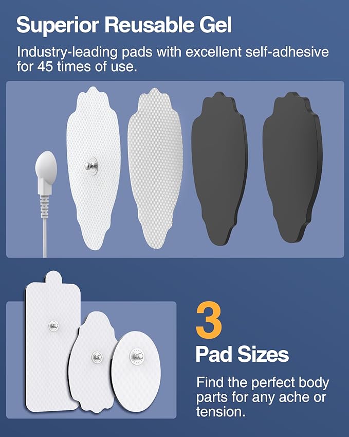 NURSAL 24 Modes TENS Unit Muscle Stimulator, Rechargeable Electronic Pulse Massager with 8 Pads for Back and Shoulder Pain Relief and Muscle Strength (Red)-StrideForce Fitness