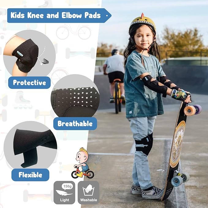 Soft-Style Kids Knee and Elbow Pads with Bike Gloves, Flexible Impact-Resistant Gear for Ages 2-11, Designed for Balance Bikes, Roller-Skating, and Skateboarding-StrideForce Fitness