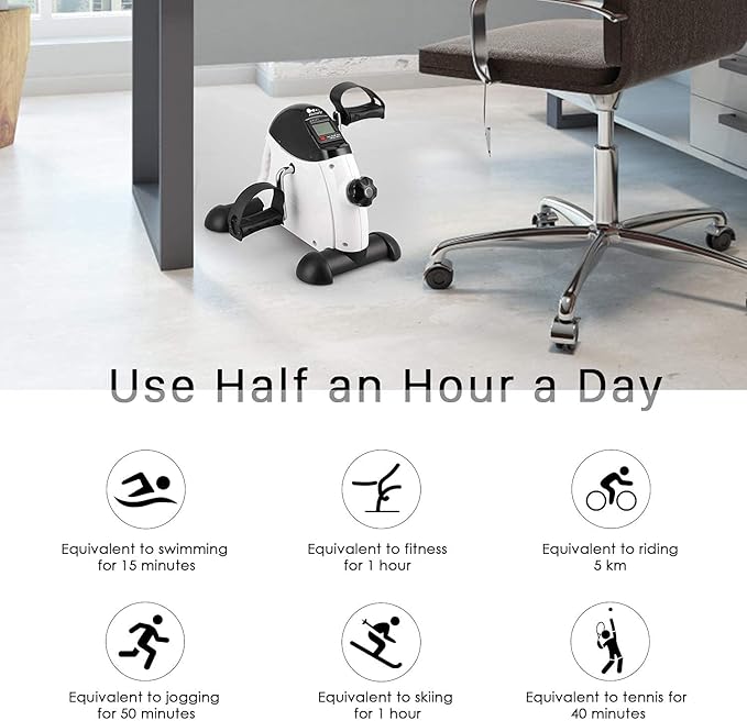 Mini Exercise Bike, himaly Under Desk Bike Pedal Exerciser Portable Foot Cycle Arm & Leg Peddler Machine with LCD Screen Displays-StrideForce Fitness