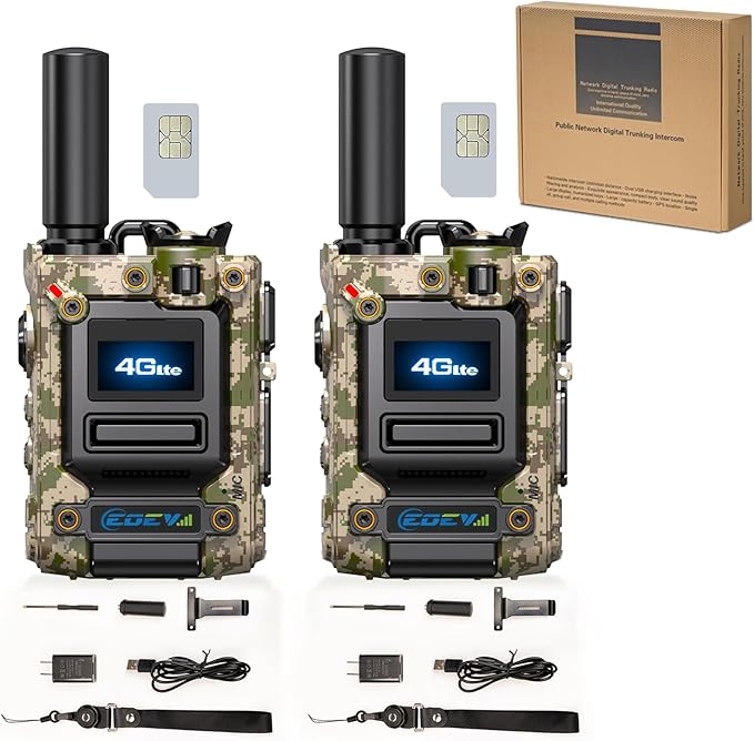 2Pcs 4G Camo Walkie Talkie for Adults,Long Range 4G 1000 Mile Rechargeable Two-Way Radios 3-Day Battery Runtime Ideal for Hiking,Camping,Work,and Emergency Use Portable Two-Way Outdoor Radio(SIM Card)-StrideForce Fitness