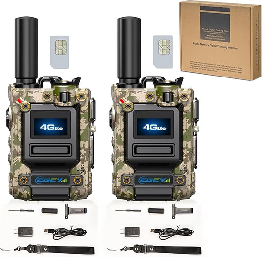 2Pcs 4G Camo Walkie Talkie for Adults,Long Range 4G 1000 Mile Rechargeable Two-Way Radios 3-Day Battery Runtime Ideal for Hiking,Camping,Work,and Emergency Use Portable Two-Way Outdoor Radio(SIM Card)-StrideForce Fitness