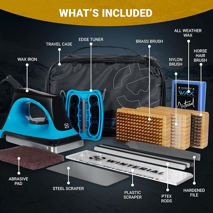 Winterial Snowboard and Ski Tuning Kit, with Iron, All-Temp Snowboard Wax, Angled Edge Tuner File-StrideForce Fitness
