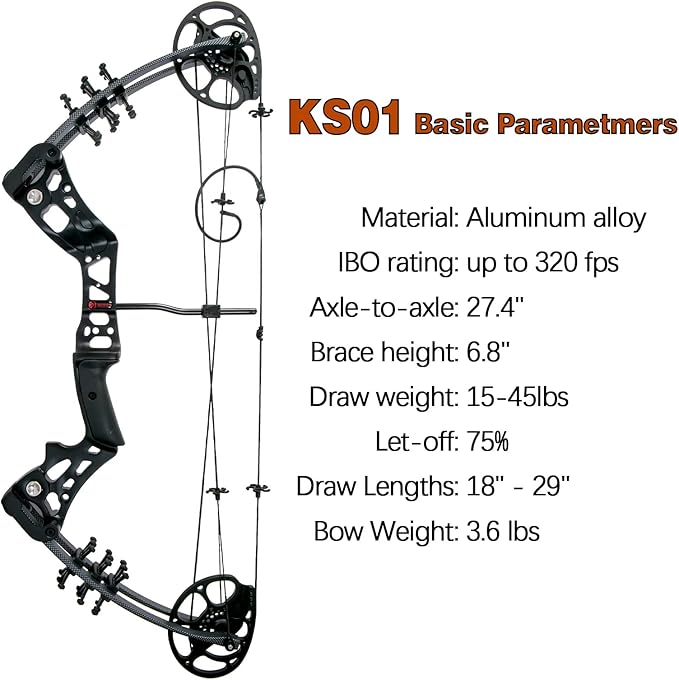Youth Compound Bow Set 15-45 Lbs for Teens and Beginner, Package with Archery Hunting Equipment, Max Speed 260fps, Adjustable, Right Hand-StrideForce Fitness