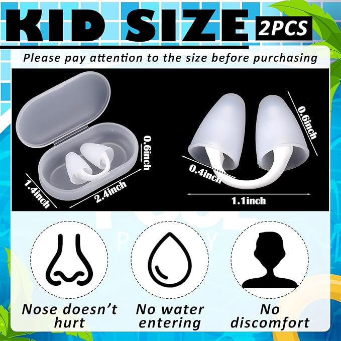 2 Pack Nose Plugs for Swimming for Adults and Kids (Age 7-12), Waterproof Soft Silicone Swimming Protectors Nose Block Nostril Plugs for Swimmers Surfers Water Sports-StrideForce Fitness