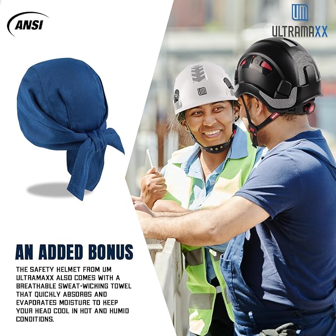 Safety Helmet Hard Hat, ANSI Z89.1 Approved Lightweight Vented Work Helmet, 6-Point Adjustable Ratchet Suspension Hardhat Ideal for Industrial and Construction-StrideForce Fitness