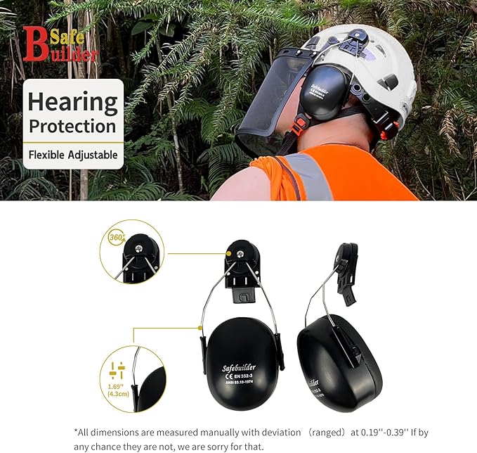 Forestry Safety Helmet with Build-in Visor Mesh Face Shield Ear Muffs 4 in 1 Chainsaw Safety Hard Hats-StrideForce Fitness