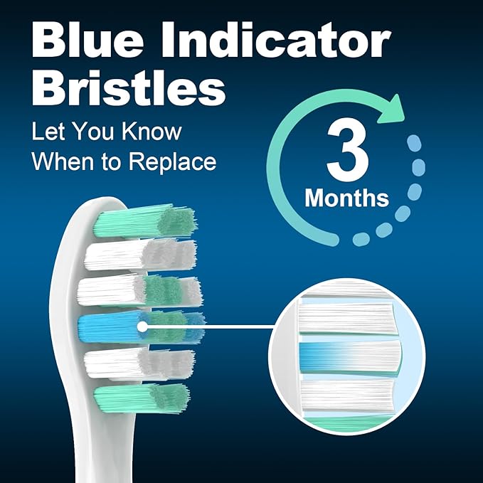 MRYUESG Replacement Toothbrush Heads for Philips Sonicare Replacement Heads, 10 Pack, Electric Tooth-Brush Head Compatible with Phillips, White-Blue