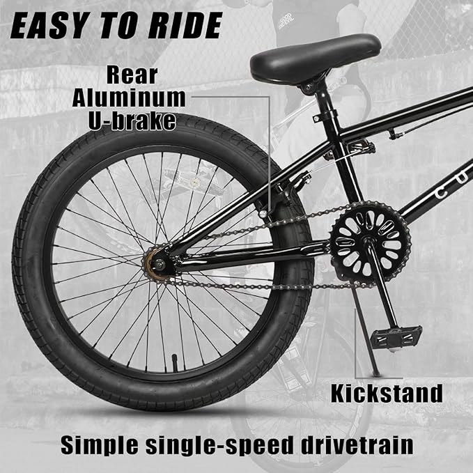 Freestyle BMX Bike, 18 20 Inch Kids Bicycle for 5-13 Years Old Kids and Beginner Level Rider, Multiple Colors-StrideForce Fitness