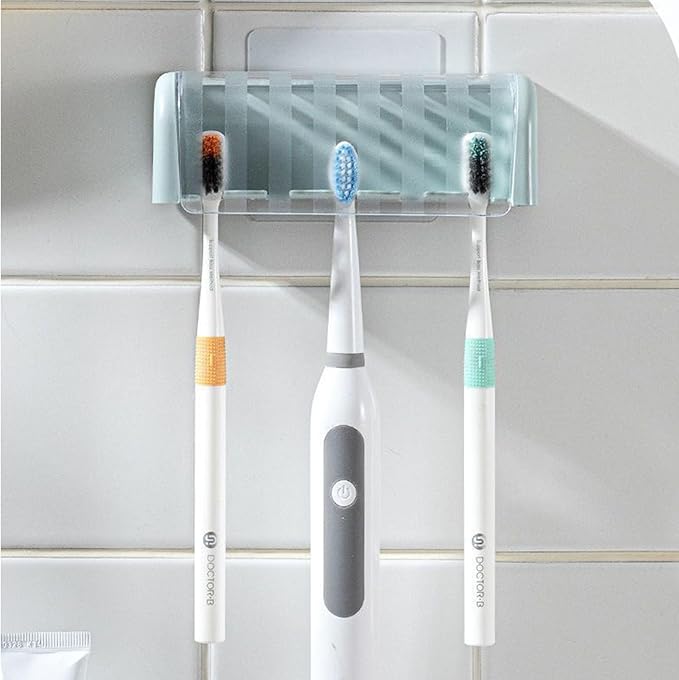 Toothbrush Holders for Bathrooms,Kids Toothbrush Holders with Cover,5 Slots Electric Tooth Brush Holder Wall Mounted Toothbrush Organizer,Shower Restroom Bathroom Accessories (Blue)