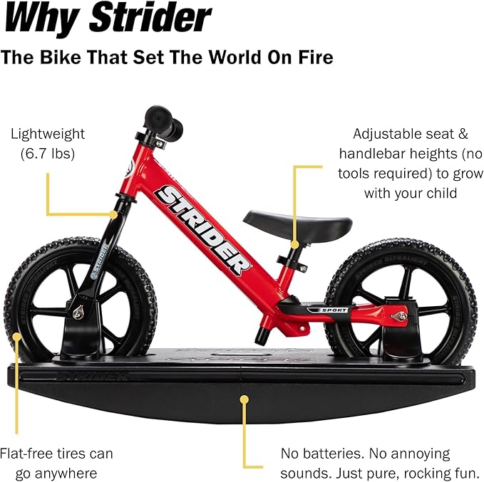 Strider 12” - Helps Teach Baby How to Ride a Balance Bicycle - for Kids 6 Months to 4 Years - Easy Assembly & Adjustments-StrideForce Fitness