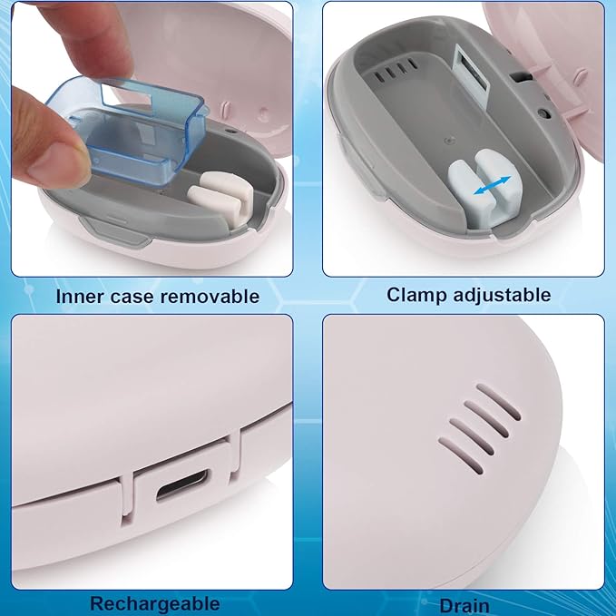 NewWay Mini Toothbrush Cover Rechargeable Travel Toothbrush Case with Holder for Houshold and Traving or Business Trip Pink