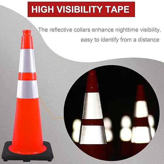 OrangeStar 28 Inch Orange Traffic Cones 8-Pack, Heavy Duty PVC Safety Cones with 2 Reflective Collars, Weighted Base for Highway, Roadwork, Construction, Warehouse Safety, Parking Lots-StrideForce Fitness