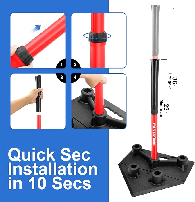 Eastgoing Heavy Duty Baseball and Softball Portable Travel Batting Tee.Adjustable 5-Position Baseball and Softball Batting Tee.Hitting Tee for Any Age Player Baseball-StrideForce Fitness