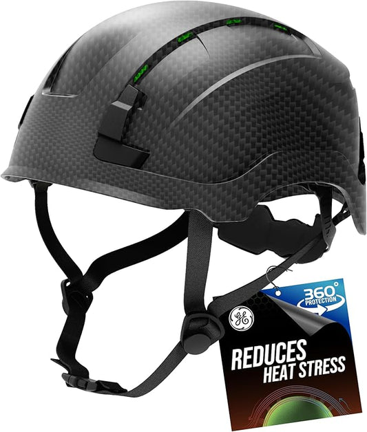GE Safety Helmet: ANSI Type 2 Class G & E, Advanced Impact Technology, Ultra Comfortable Memory Foam, Heat Stress Reduction, Compatible with Accessories, Adjustable Size OSHA Approved-StrideForce Fitness