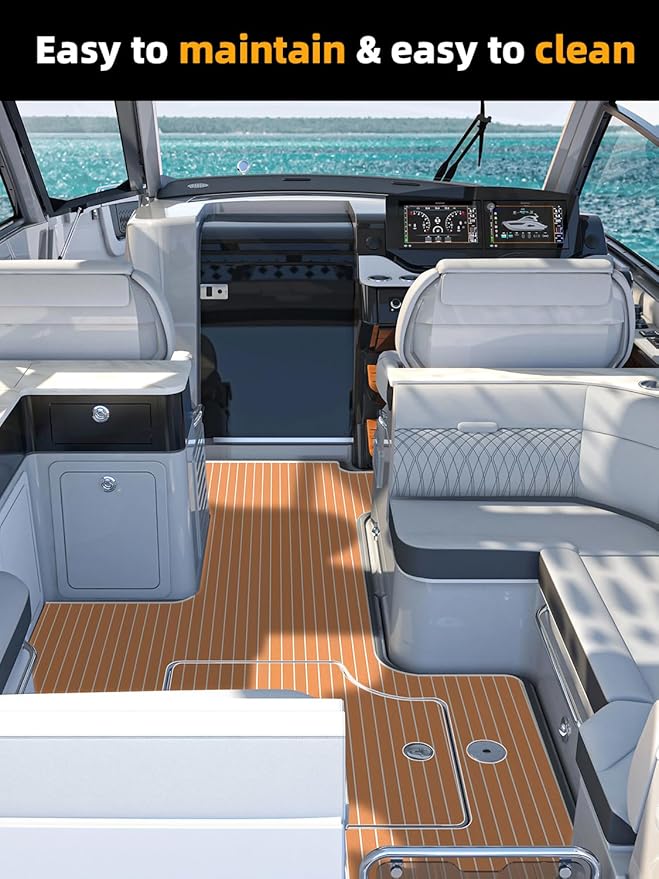 FOCEAN Boat Flooring EVA Foam Boat Decking Faux Teak Marine Flooring Boat Mat Boat Carpet Sheet for Motorboat RV Yacht Kayak Surfboard, 94.5"x 47.2"/35.4"/23.6"/15.7"-StrideForce Fitness