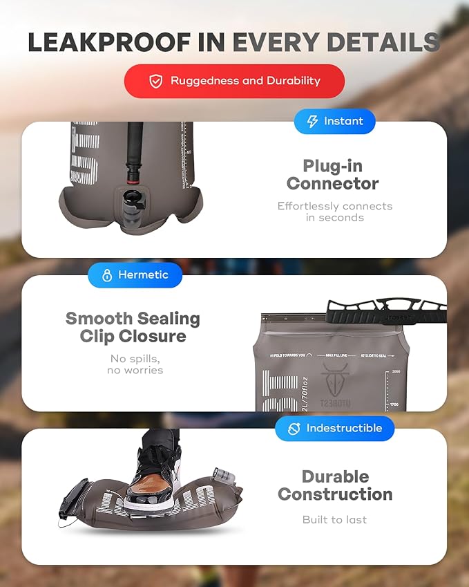 UTOBEST Hydration Bladder,TPU Water Bladder,Water Bladder for Hiking Backpack,BPA Free,Wide Opening,Leak-Proof,Water Reservoir for Hiking Cycling Camping Running-StrideForce Fitness