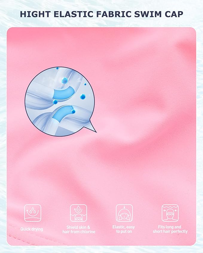 Firesara Fabric Swim Cap, High Elasticity Swimming Cap Keeps Hair Clean Breathable Fit Both Long Hair Short Hair, Swim Caps Woman Girls Men Kids One Size Hat-StrideForce Fitness