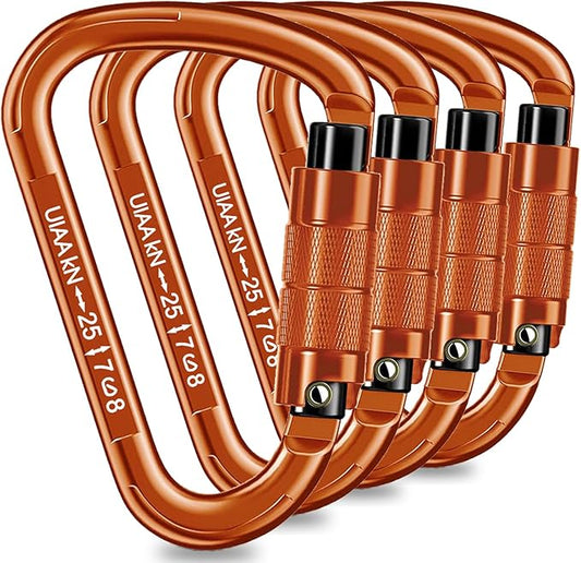 Auto Locking Carabiner Heavy Duty Carabiner 25kN UIAA Certified Climbing Carabiner Climbing Equipment Safety Carabiners for Rappelling, Hammocks, Rescue, Dog Leash, Swing-StrideForce Fitness