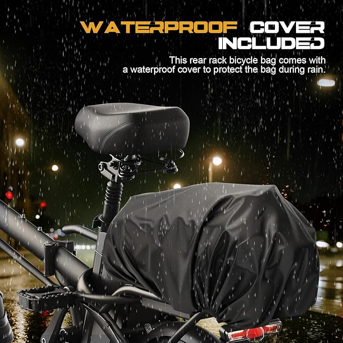 Bike Rack Bags, Hard Shell E Bike 30L Rear Rack Bag, Large Ebike Pannier with Waterproof Cover and Shoulder Strap for Commuter Travel Outdoor-StrideForce Fitness