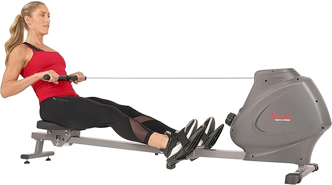 Sunny Health & Fitness Magnetic Rowing Machine for Home Exercise, Quiet & Smooth Rower with Compact Storage and Optional Free SunnyFit App Connectivity-StrideForce Fitness