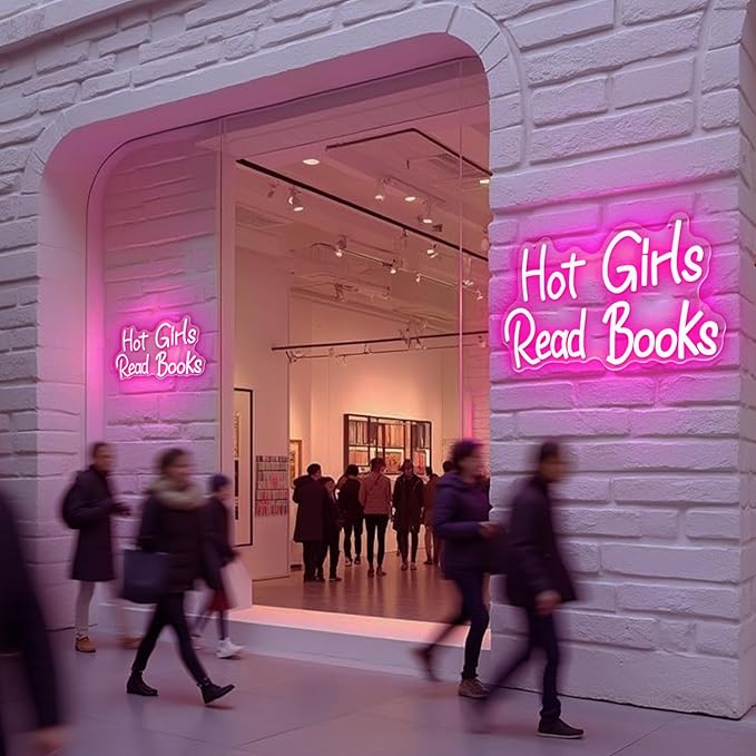 Hot Girls Read Books Neon Sign,Classroom Neon Sign,Pink LED Light Up Wall Sign for Classroom,Girls Bedroom,Dorm Room,Back to School Decor,College Gift,Cute Study Room Led Neon Light-StrideForce Fitness