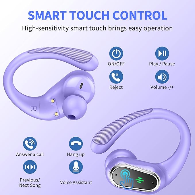 Wireless Earbuds, 2025 Bluetooth 5.4 Headphones Sport, Bluetooth Earbuds with ENC Noiss, Dual LED Display-StrideForce Fitness
