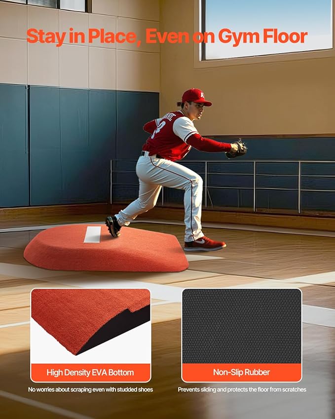 VEVOR Pitching Mound, Baseball Game Mound, Indoor/Outdoor Pitching Practice and Training Equipment, Softball Pitching Aids with Antifade Turf and Pitching Rubber-StrideForce Fitness