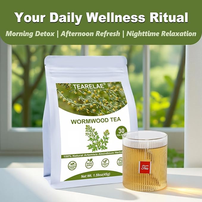 TEARELAE - Wormwood Tea Bags, 30 Count - Premium Natural Wormwood Herb - Non-GMO - Caffeine-free - Support Healthy Digestion-StrideForce Fitness