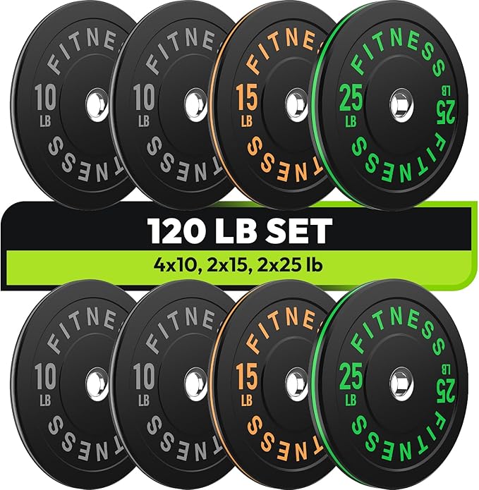 Rubber Weight Plates, Olympic Bumper Plate Set 2-Inch, 45/100 / 160/190 / 260/300 lb Barbell Weights for Home Gym, Colored Standard Strength Training Plates for Weightlifting-StrideForce Fitness