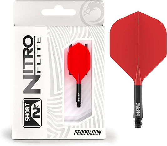 RED DRAGON Darts – Nitro Flite Integrated Flight & Shaft System – No.2 Shape and Design - Available in Short, Intermediate & Medium - Available in Variety of Colours - Professional Darts Accessories-StrideForce Fitness