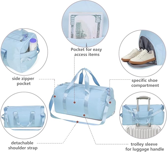 MABROUC Duffle Bag For Women, Sports Duffel Bag for Gym with Wet Pocket & Shoe Compartment, Overnight Weekender Travel Bag-StrideForce Fitness