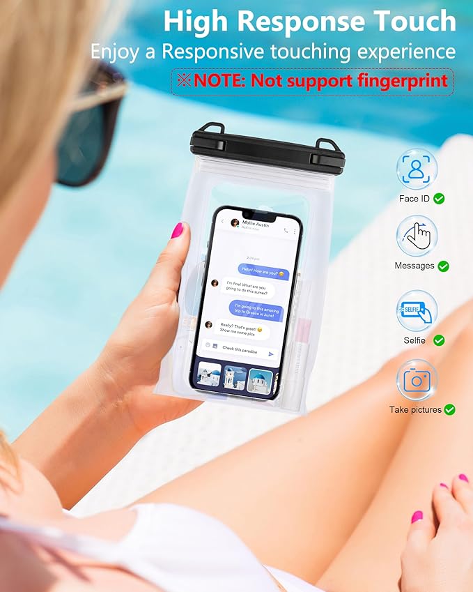 IPX8 Waterproof Phone Pouch Floating, [Expandable Space] Waterproof Bag, Cell Phone Dry Bag with Adjustable Lanyard for iPhone Samsung Google Up to 7.0" White-StrideForce Fitness