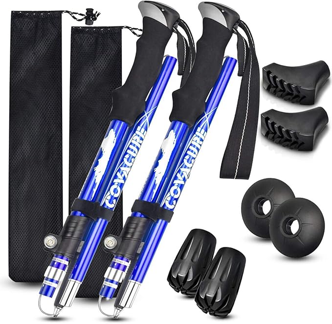 Covacure Trekking Poles Collapsible Hiking Poles - Aluminum Alloy 7075 Trekking Sticks with Quick Lock System, Telescopic, Collapsible, Ultralight for Hiking, Camping-StrideForce Fitness