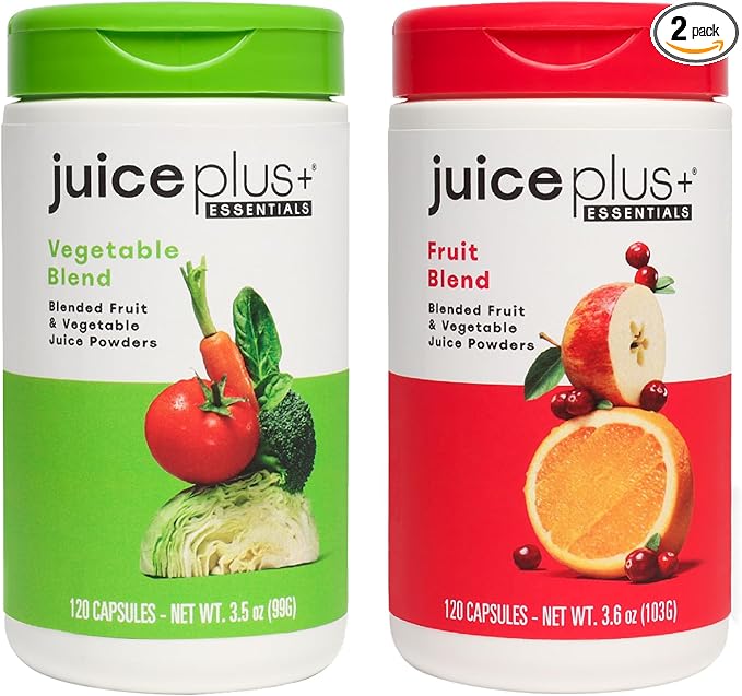 JuicePlus+ Fruit and Vegetable Blend: for Solid Nutritional Foundation - Boost Family's Health with 20 Fruits & Veggies Plus Plant Nutrients - Prepacked 2 Bottles (60 Servings of Fruit, 60 of Veg)-StrideForce Fitness