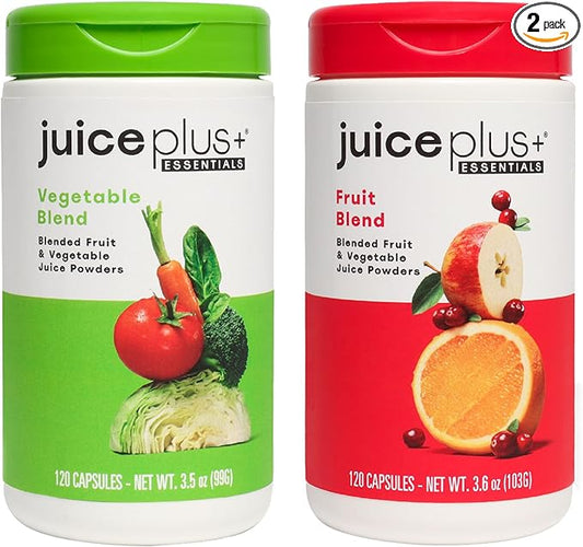 JuicePlus+ Fruit and Vegetable Blend: for Solid Nutritional Foundation - Boost Family's Health with 20 Fruits & Veggies Plus Plant Nutrients - Prepacked 2 Bottles (60 Servings of Fruit, 60 of Veg)-StrideForce Fitness