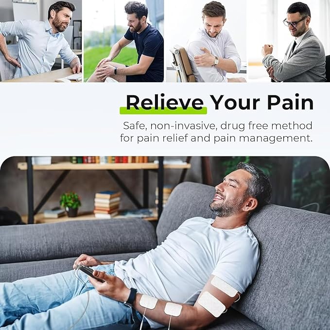 AUVON 3-in-1 TENS Unit Muscle Stimulator, EMS Massage Machine with 40 Intensities for Gradual Shoulder, Sciatica, Back Pain Relief, 24 Modes Rechargeable Electronic Pulse Massager with 12 TENS Pads-StrideForce Fitness